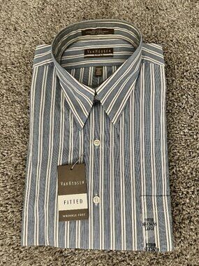 Van Heusen Dress Shirt Blue Multi 16.5 34/35 NWT